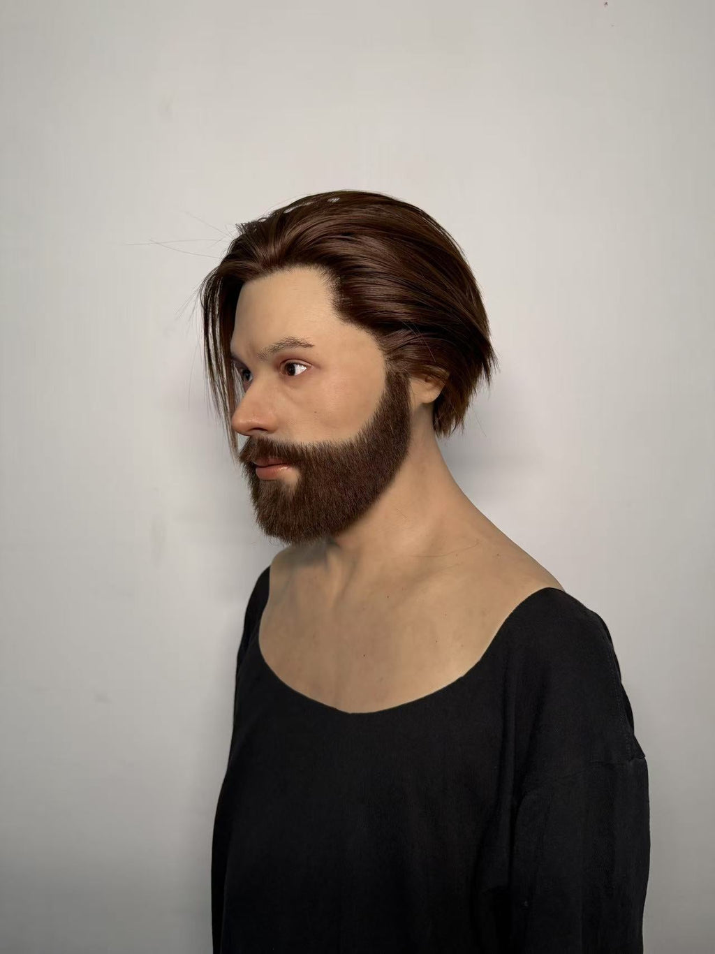 Ultra Realistic Silicone Mask with Hair & Beard – Full Head Male Disguise Mask for Film, Prank & Cosplay