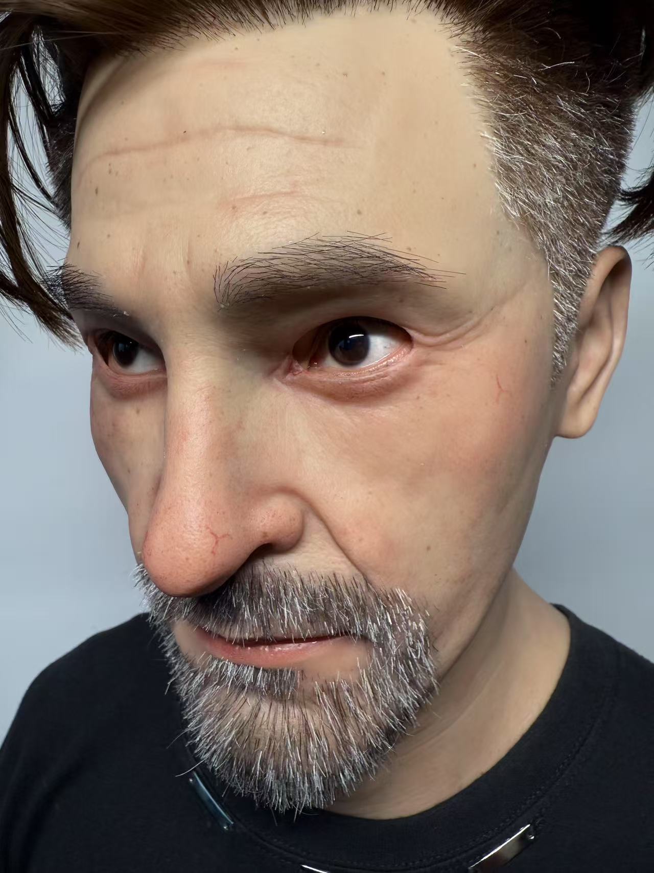Ultra Realistic Male Silicone Mask Full Head – Hyper Real Middle-Aged Man Mask with Hair & Beard for Film, Cosplay & Disguise