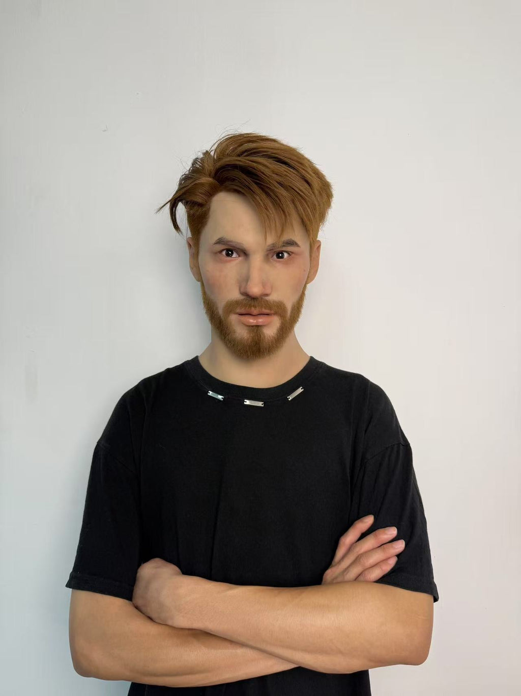 Ultra Realistic Bearded Male Silicone Mask Full Head – Hyper Real Caucasian Cosplay Disguise Mask with Hair