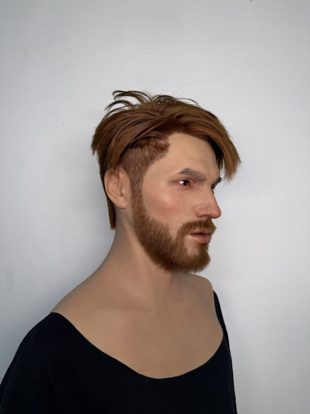 Ultra Realistic Bearded Male Silicone Mask Full Head – Hyper Real Caucasian Cosplay Disguise Mask with Hair