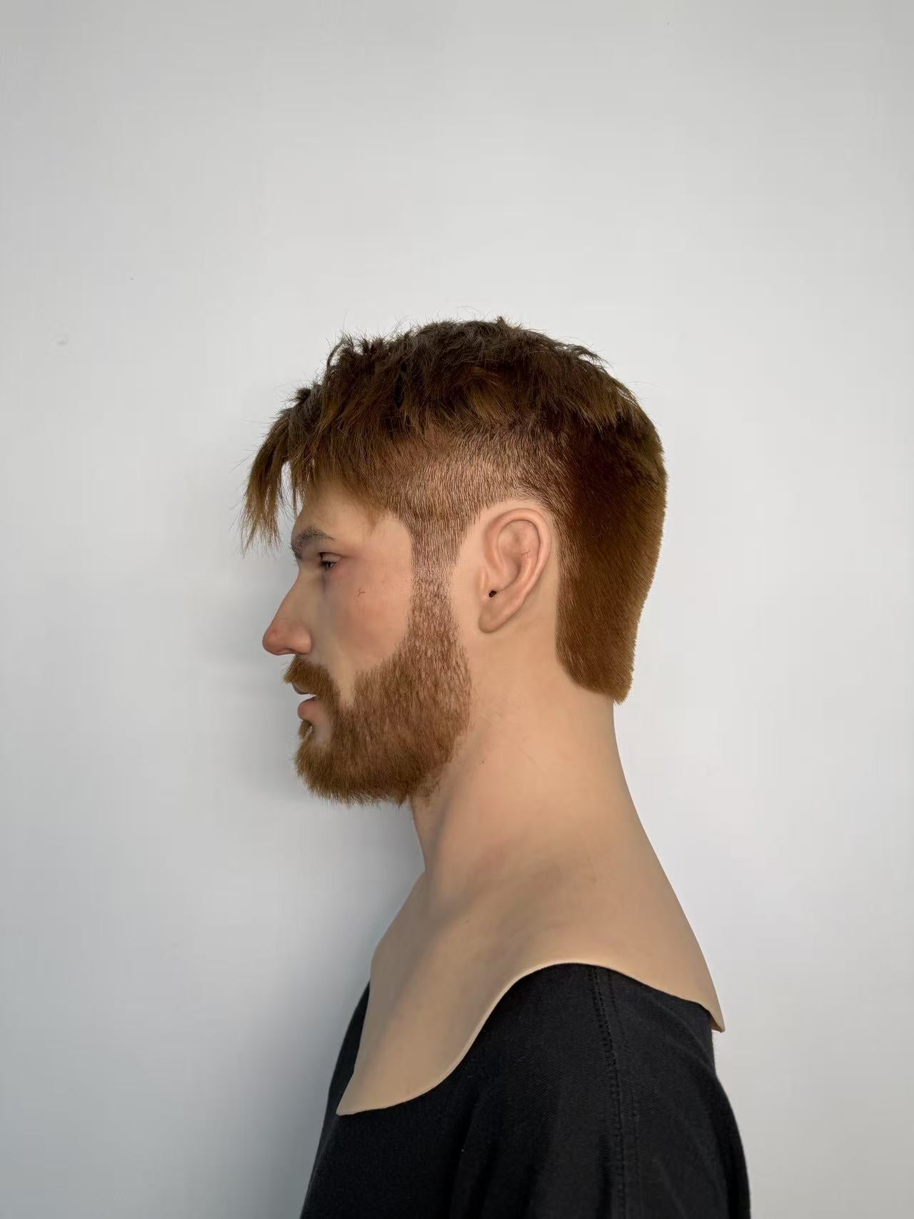 Ultra Realistic Bearded Male Silicone Mask Full Head – Hyper Real Caucasian Cosplay Disguise Mask with Hair