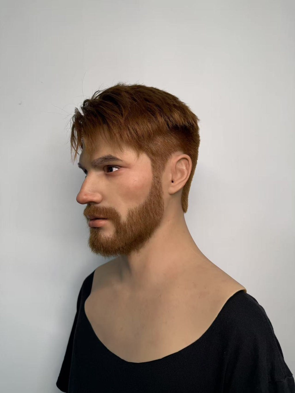 Ultra Realistic Bearded Male Silicone Mask Full Head – Hyper Real Caucasian Cosplay Disguise Mask with Hair