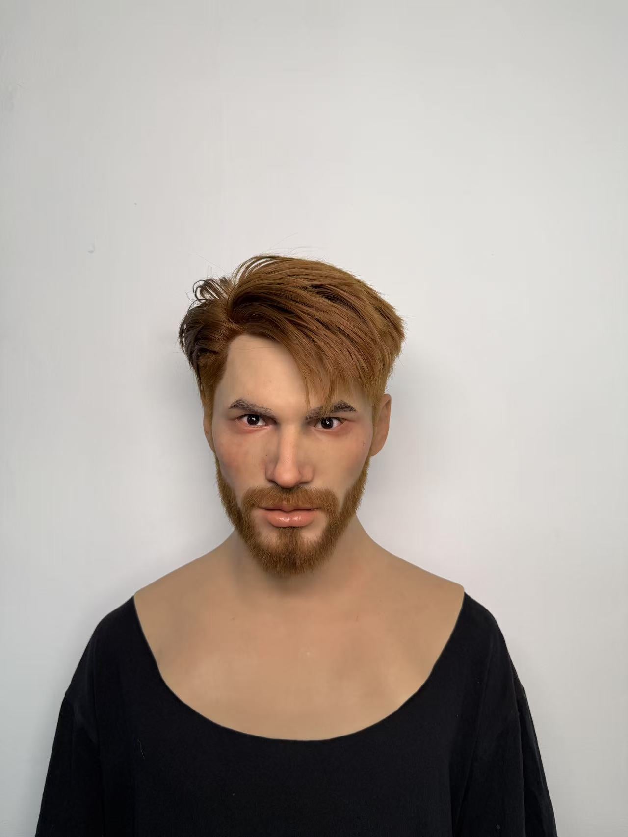 Ultra Realistic Bearded Male Silicone Mask Full Head – Hyper Real Caucasian Cosplay Disguise Mask with Hair