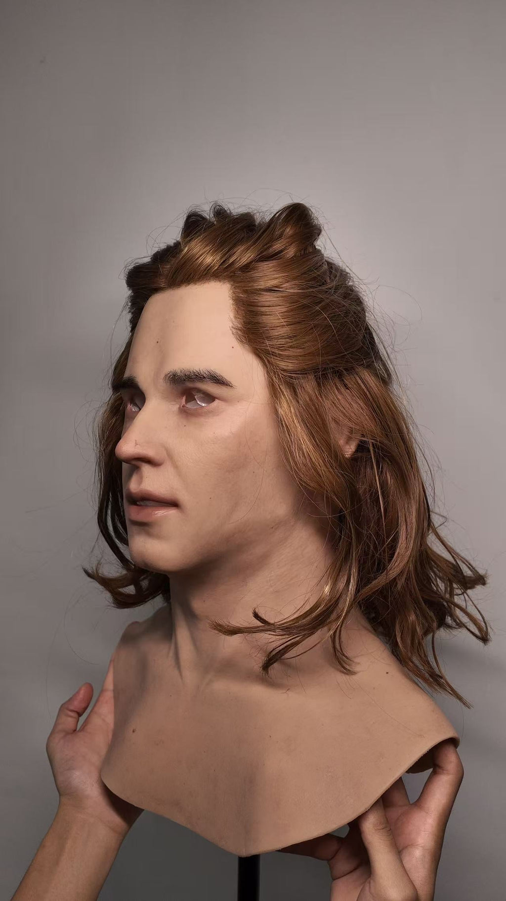 Ultra Realistic Silicone Mask Full Head – Long Hair Male Face Mask for Cosplay, Film & Character Transformation