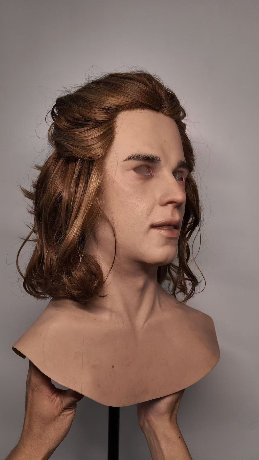 Ultra Realistic Silicone Mask Full Head – Long Hair Male Face Mask for Cosplay, Film & Character Transformation