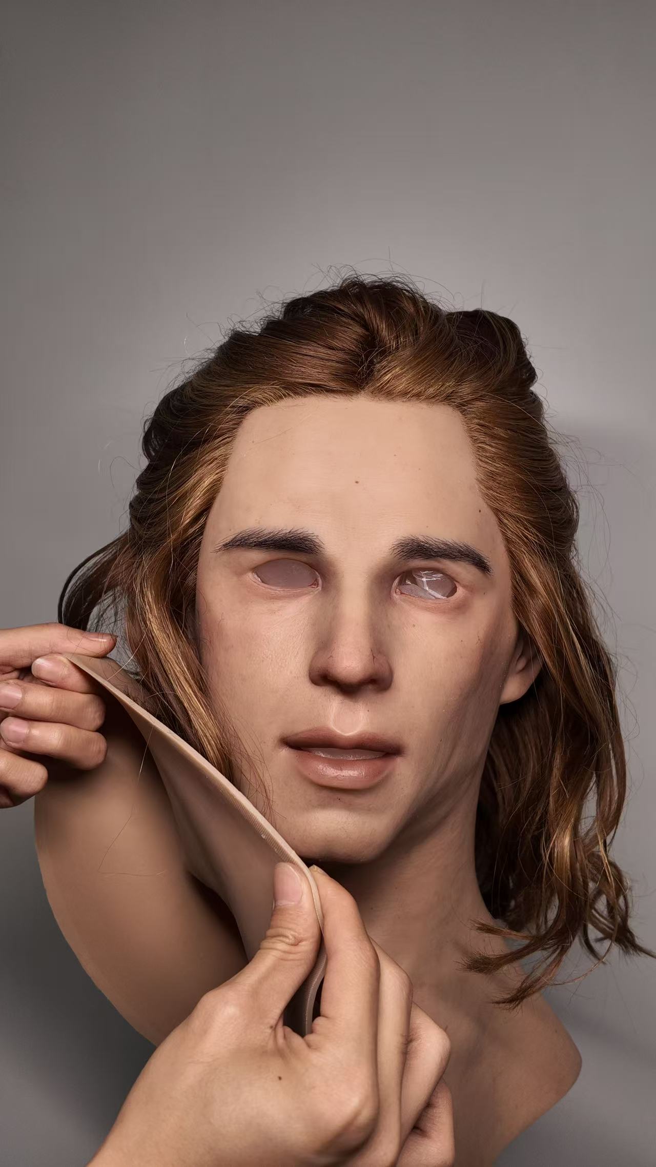 Ultra Realistic Silicone Mask Full Head – Long Hair Male Face Mask for Cosplay, Film & Character Transformation