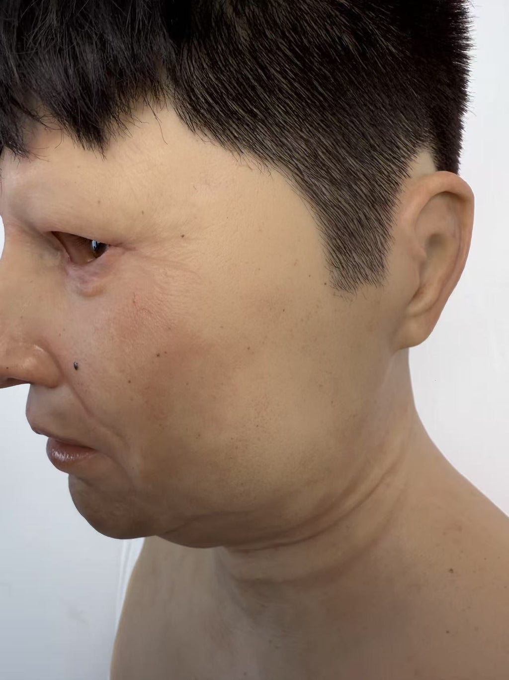 Ultra Realistic Silicone Mask with Hair – Natural Middle-Aged Human Disguise Mask for Film & Social Experiments