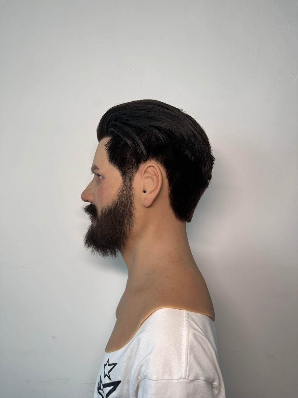Ultra Realistic Bearded Male Silicone Mask – Full Head Human Disguise Mask with Hair for Film, Cosplay & Real-Life Transformation