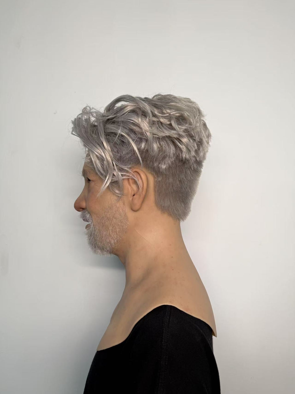 Ultra Realistic Old Man Silicone Mask Full Head – Hyper Real Elderly Male Mask with White Hair & Beard for Cosplay & Film