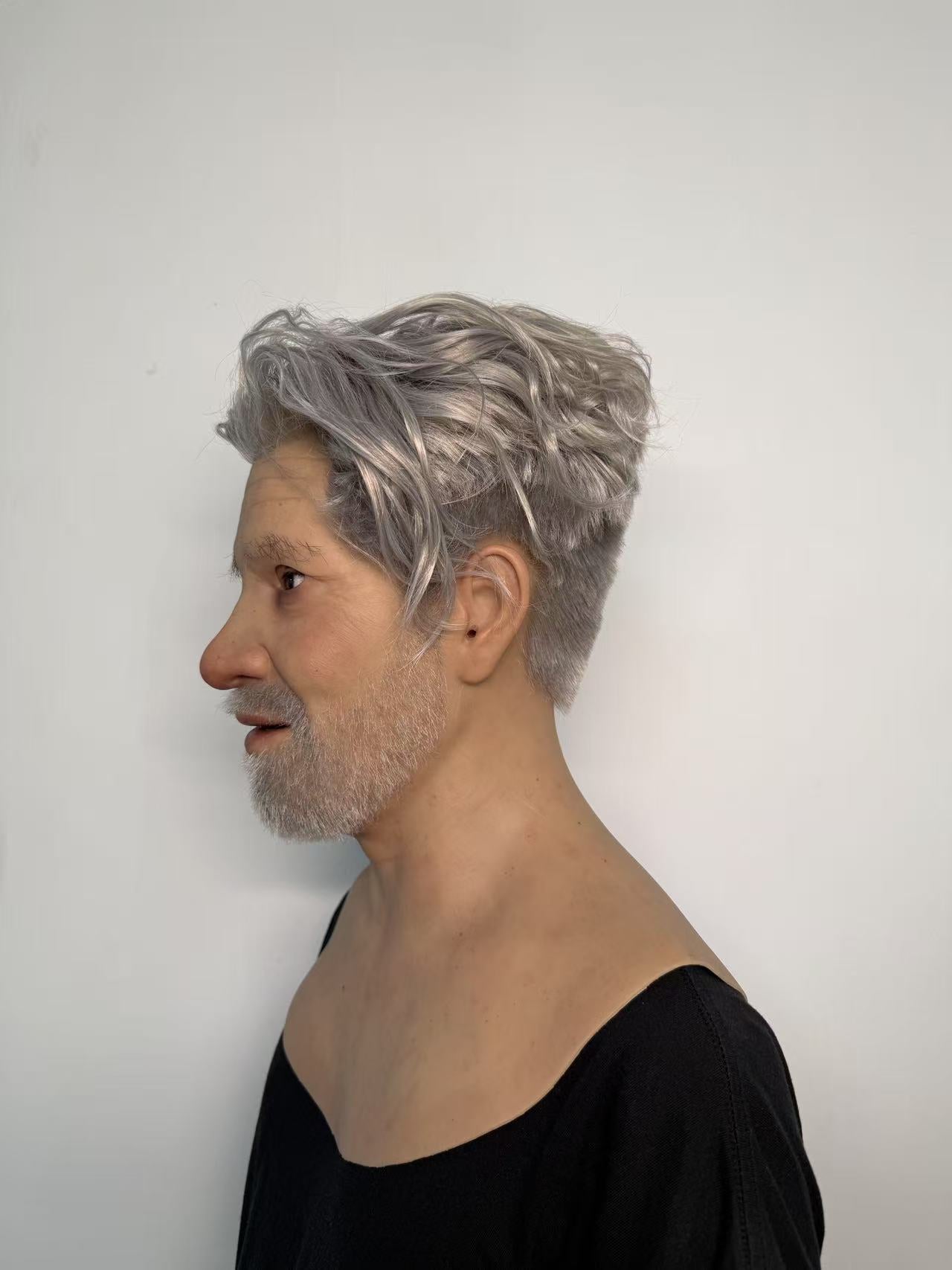 Ultra Realistic Old Man Silicone Mask Full Head – Hyper Real Elderly Male Mask with White Hair & Beard for Cosplay & Film