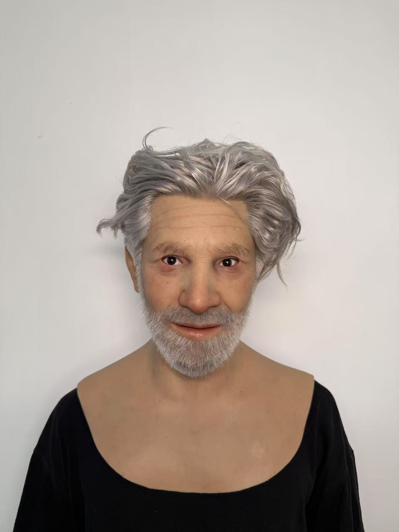 Ultra Realistic Old Man Silicone Mask Full Head – Hyper Real Elderly Male Mask with White Hair & Beard for Cosplay & Film