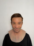 Ultra Realistic Middle-Aged Male Silicone Full Head Mask – Natural Smiling Man Mask for Disguise, Cosplay & Film