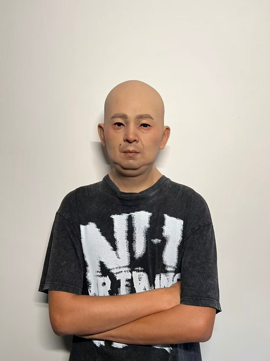 Ultra Realistic Bald Asian Male Silicone Mask – Full Head Human Face Mask for Disguise, Film & Everyday Identity Transformation