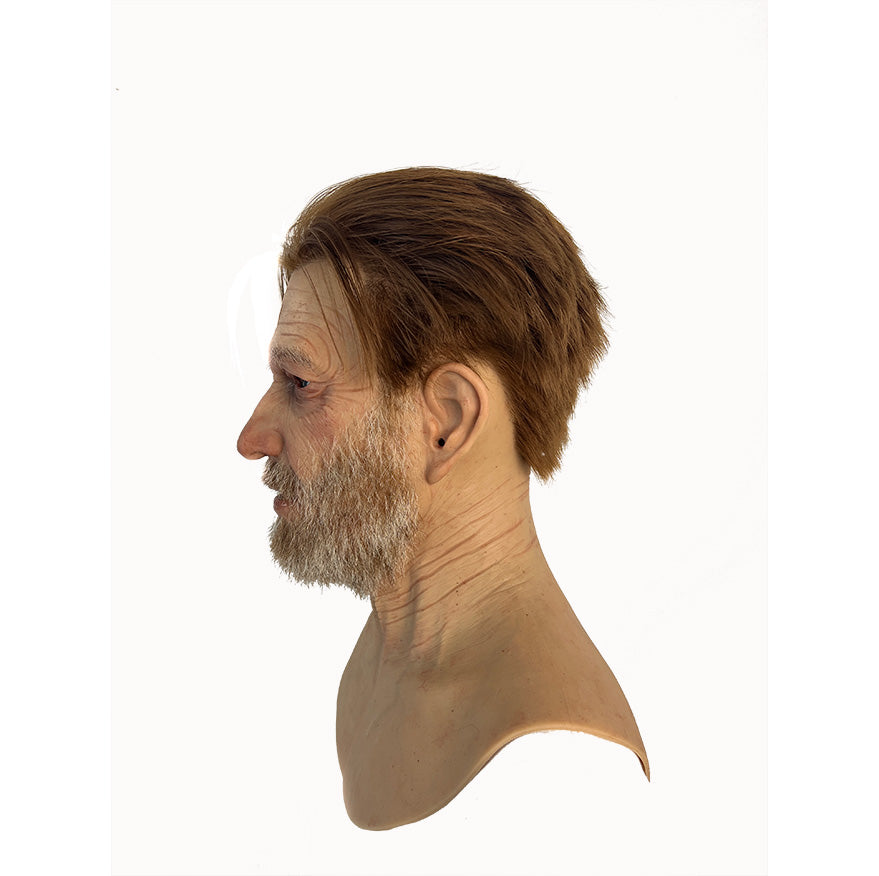 Ultra Realistic Elderly Man Silicone Mask with Hair – Full Head Old Man Disguise Mask for Film, Prank & Social Experiment