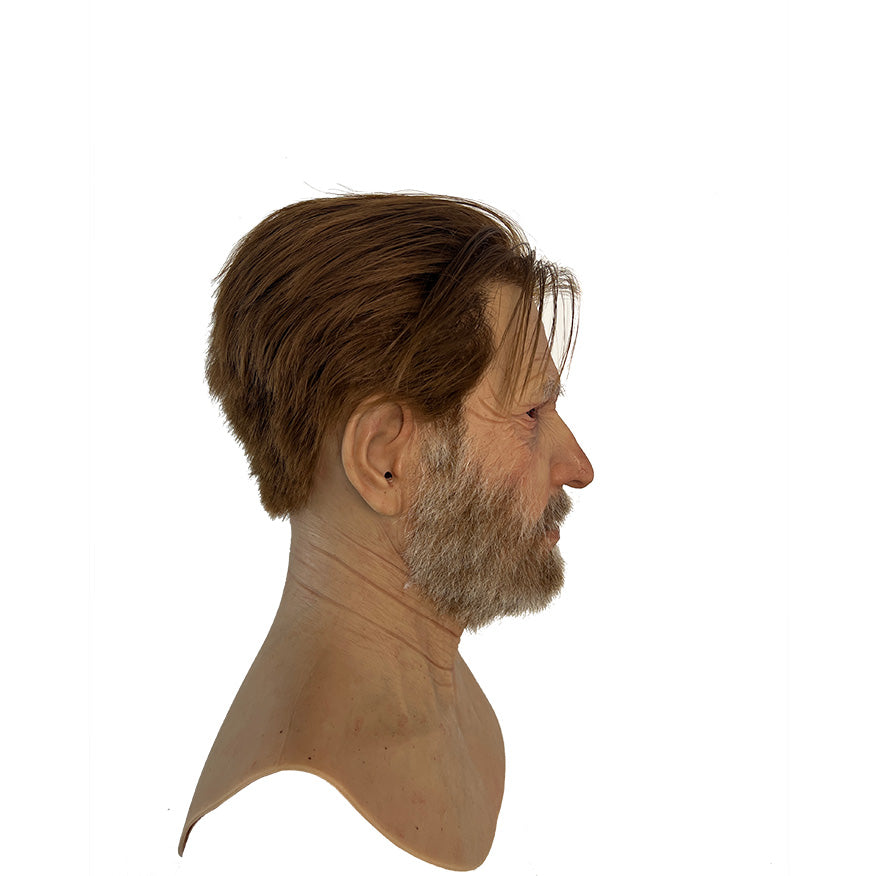 Ultra Realistic Elderly Man Silicone Mask with Hair – Full Head Old Man Disguise Mask for Film, Prank & Social Experiment