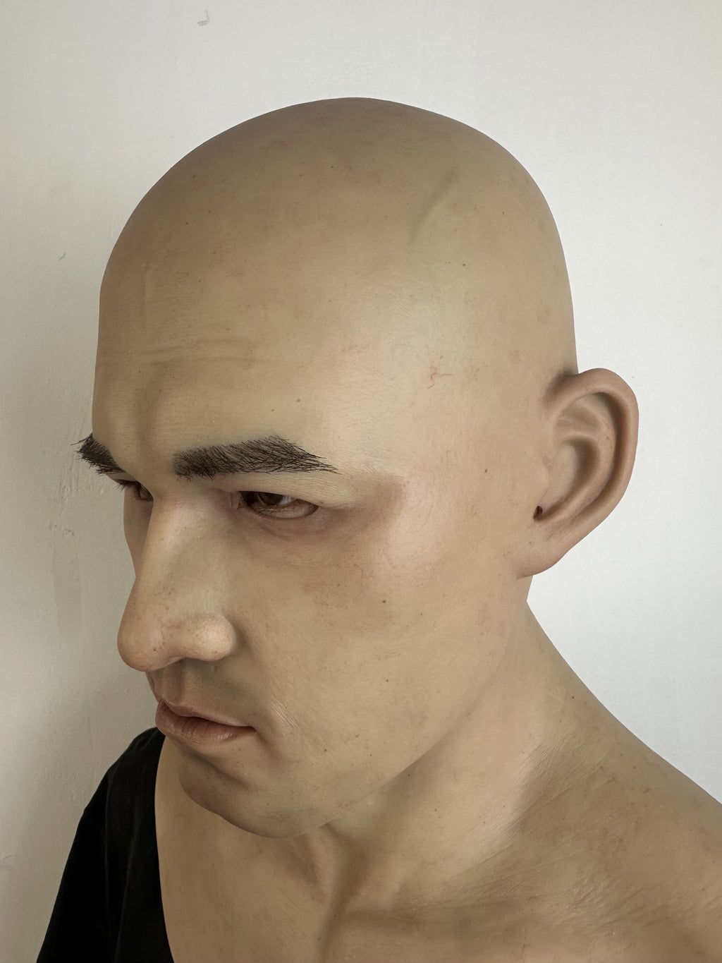 Ultra Realistic Bald Asian Male Silicone Mask Full Head – Strong Face Cosplay Disguise Mask