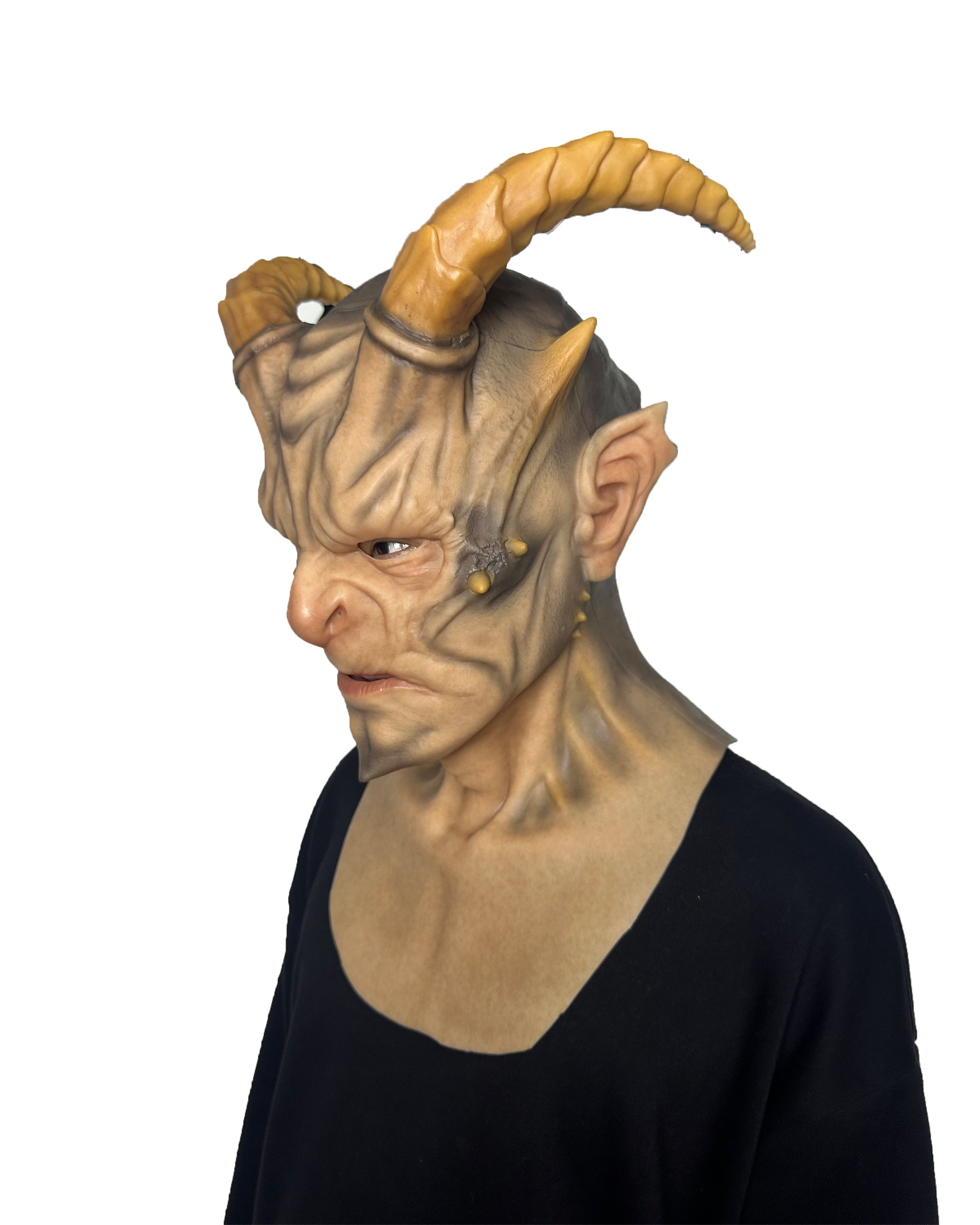 Demon Horn Mask Full Head – Ultra Realistic Devil Cosplay Mask for Halloween, Horror & Film