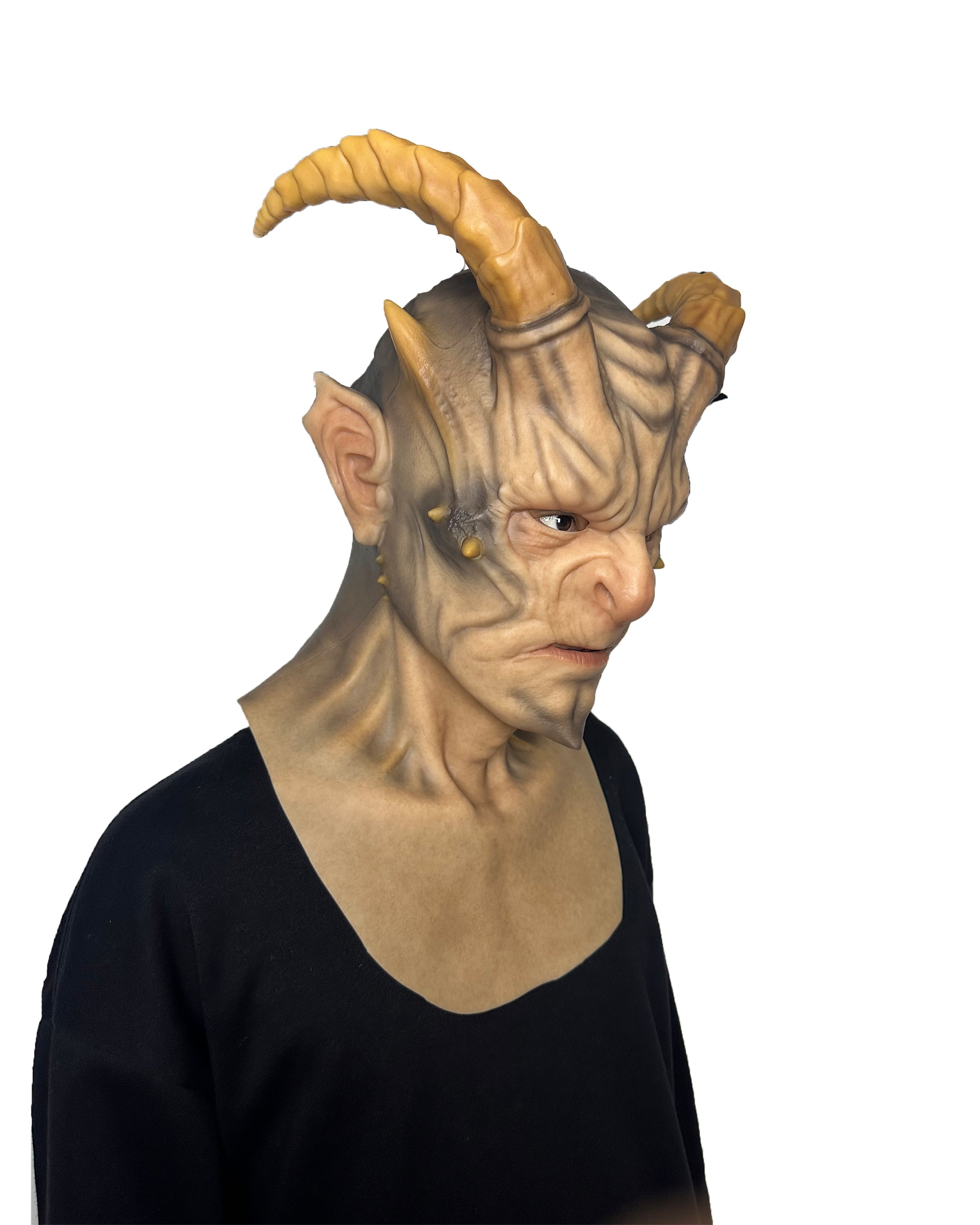 Demon Horn Mask Full Head – Ultra Realistic Devil Cosplay Mask for Halloween, Horror & Film