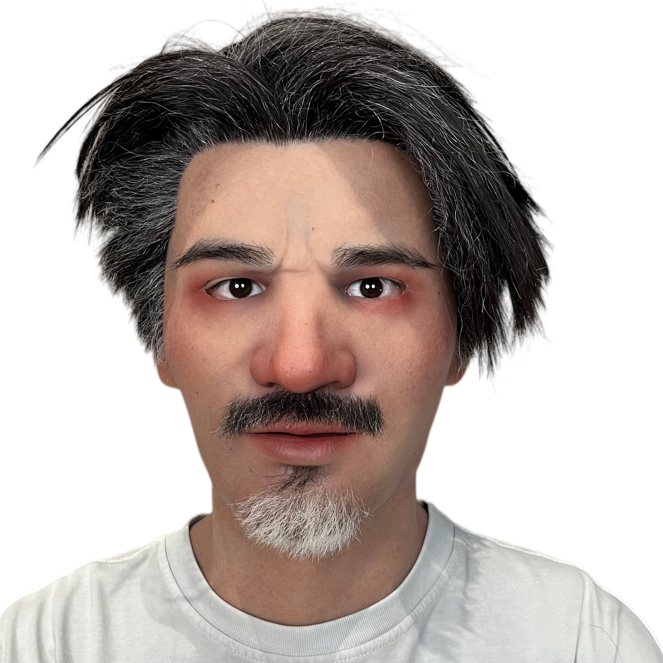 Ultra Realistic Asian Male Silicone Mask with Hair – Full Head Human Face Mask for Disguise, Film & Real-Life Transformation