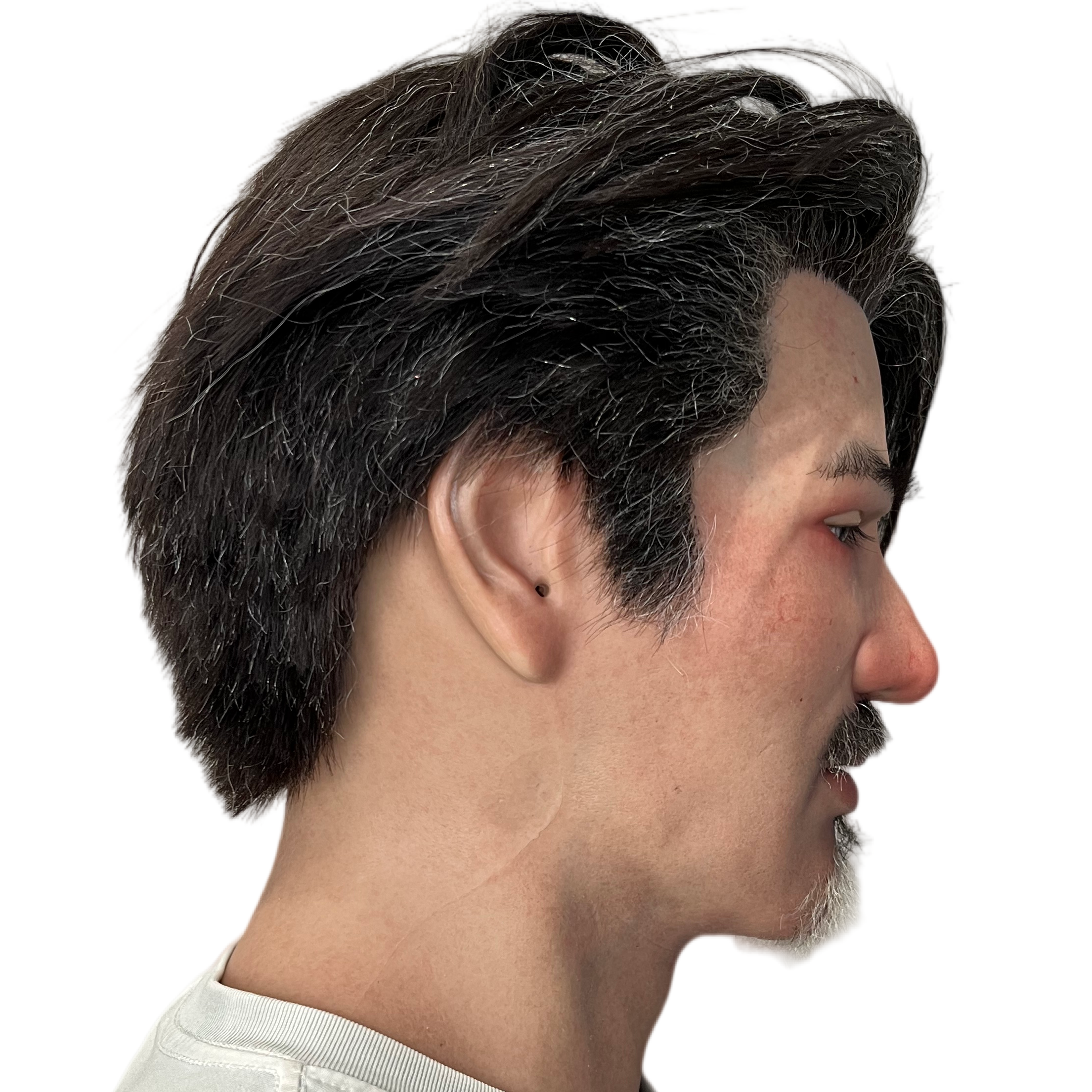 Ultra Realistic Asian Male Silicone Mask with Hair – Full Head Human Face Mask for Disguise, Film & Real-Life Transformation