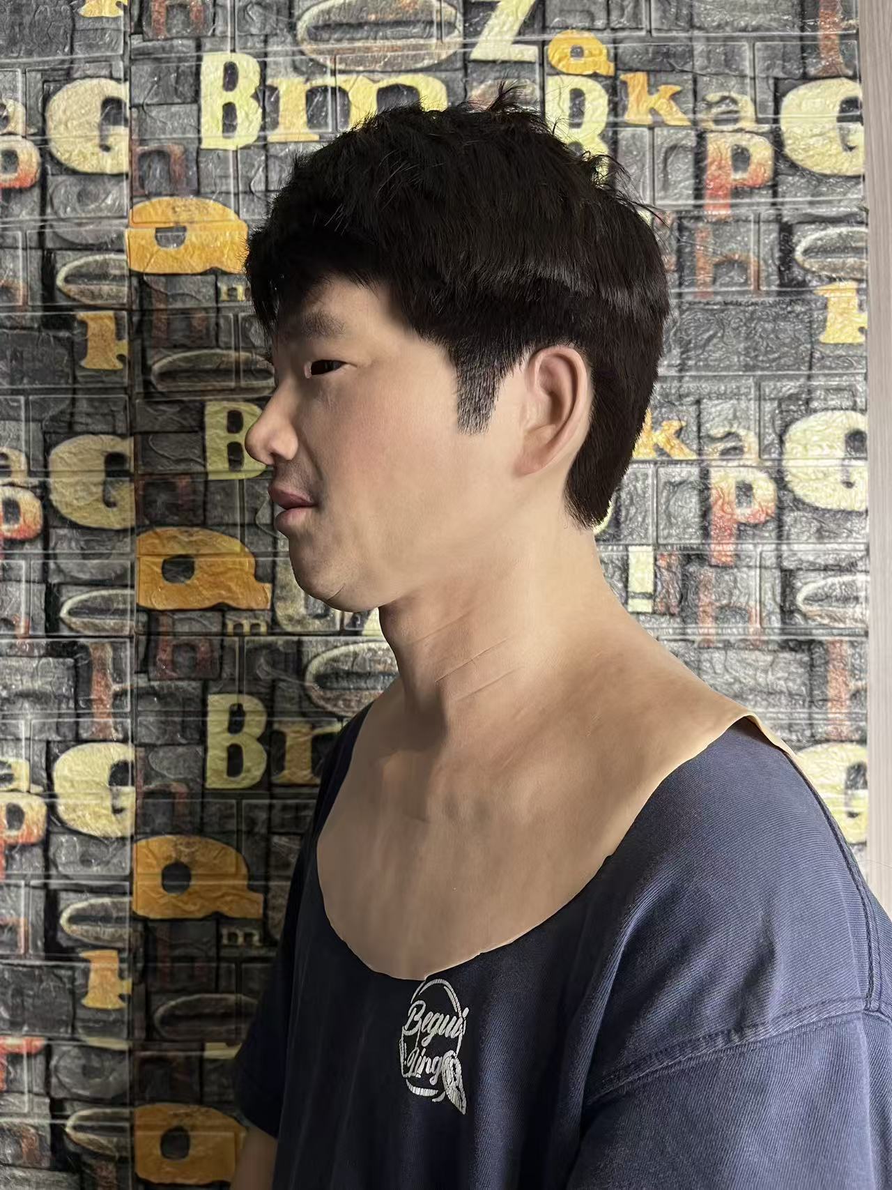 Ultra Realistic Asian Male Silicone Mask with Hair – Full Head Human Face Mask for Disguise, Film & Real-Life Transformation