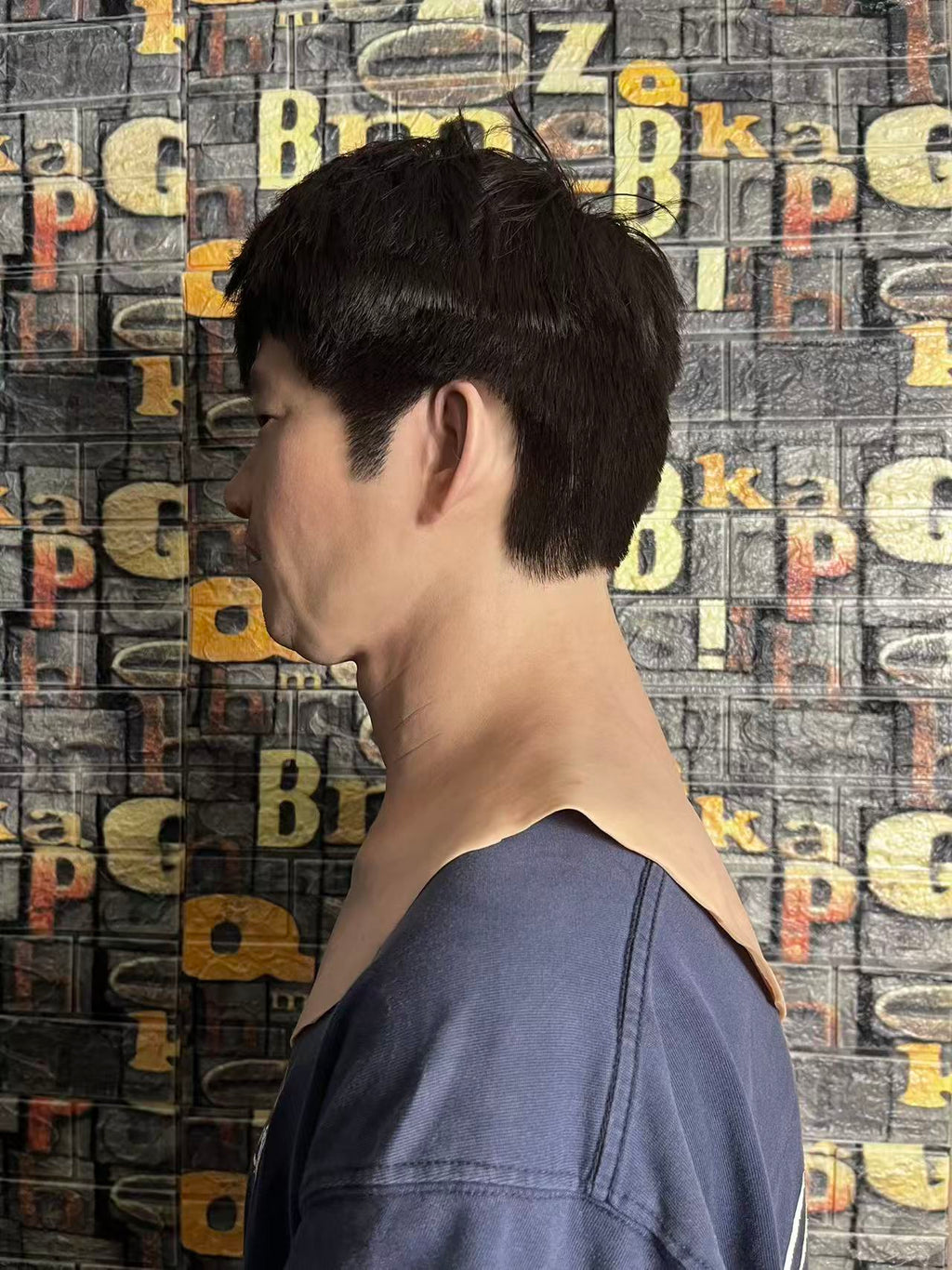 Ultra Realistic Asian Male Silicone Mask with Hair – Full Head Human Face Mask for Disguise, Film & Real-Life Transformation