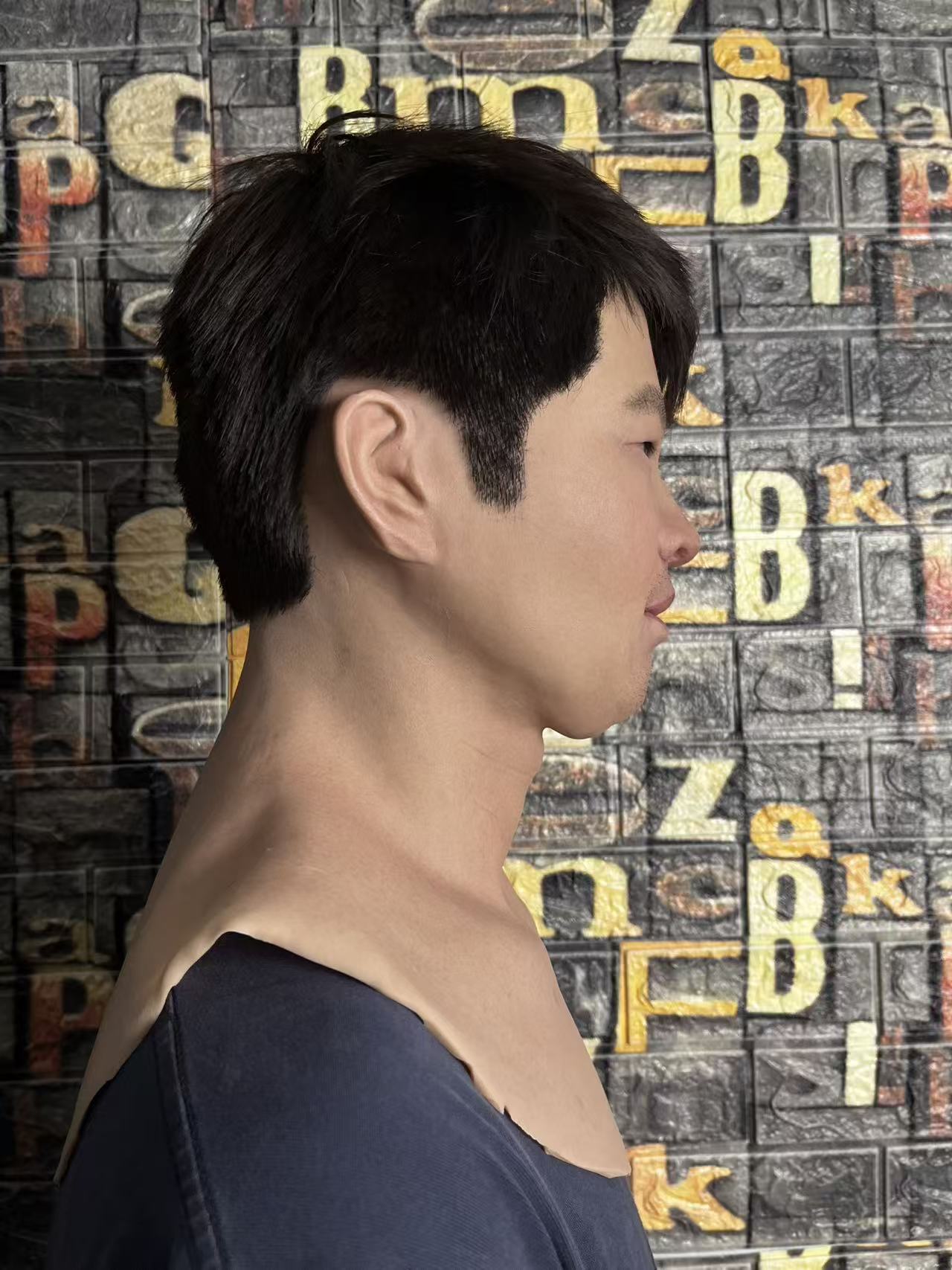 Ultra Realistic Asian Male Silicone Mask with Hair – Full Head Human Face Mask for Disguise, Film & Real-Life Transformation