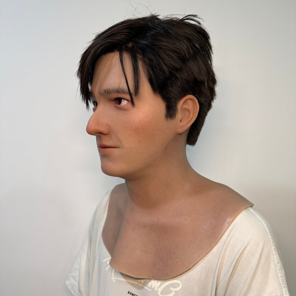 Ultra Realistic Asian Male Silicone Mask – Full Head Human Face Mask for Disguise, Film & Everyday Transformation