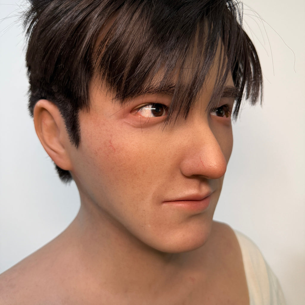 Ultra Realistic Asian Male Silicone Mask – Full Head Human Face Mask for Disguise, Film & Everyday Transformation