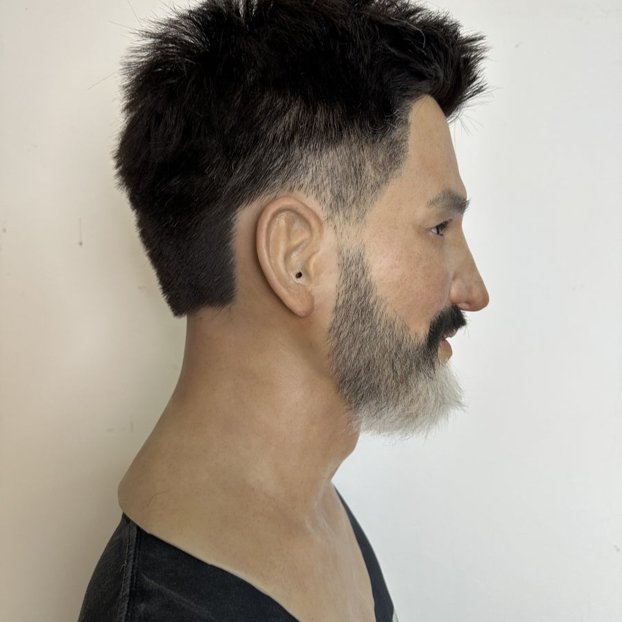 Ultra Realistic Silicone Mask Full Head – Middle-Aged Male Face Mask with Beard for Cosplay, Film FX & Disguise