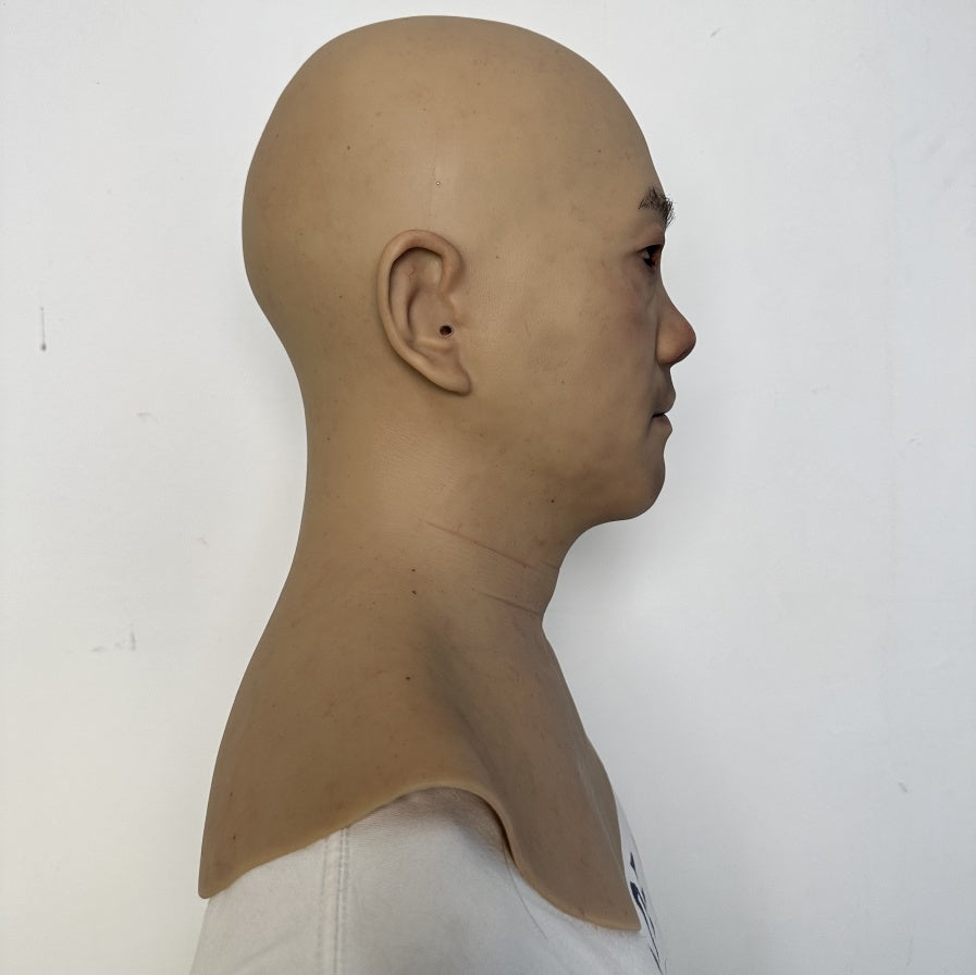 Ultra Realistic Asian Male Silicone Mask – Full Head Human Face Disguise Mask for Film, Social Experiment & Transformation
