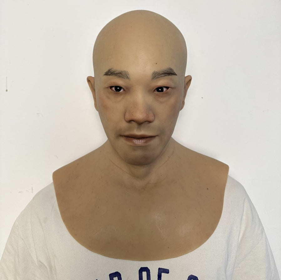 Ultra Realistic Asian Male Silicone Mask – Full Head Human Face Disguise Mask for Film, Social Experiment & Transformation