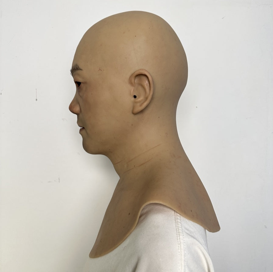 Ultra Realistic Asian Male Silicone Mask – Full Head Human Face Disguise Mask for Film, Social Experiment & Transformation