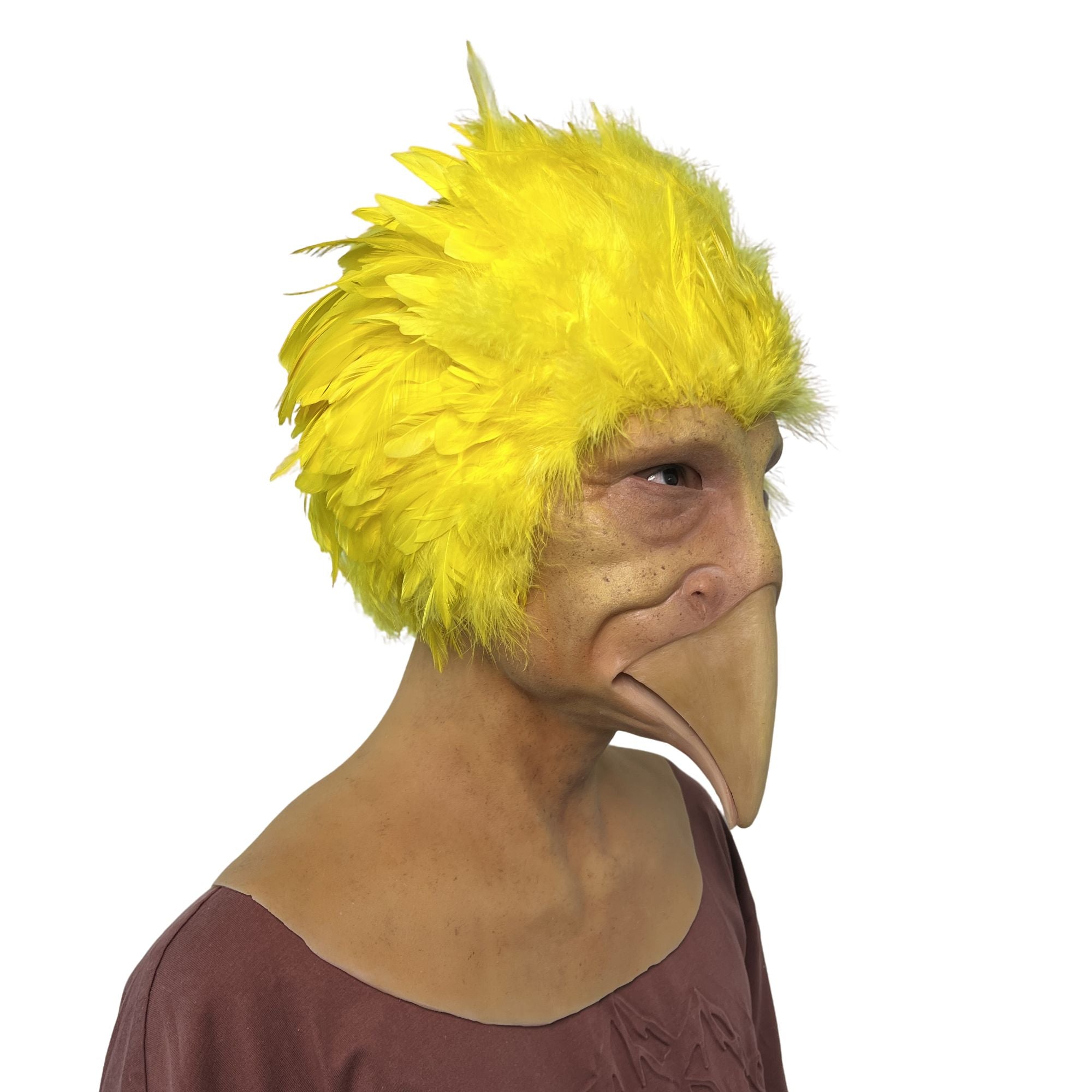Funny Yellow Bird Mask Full Head – Realistic Animal Cosplay Mask for Halloween, Party & Prank