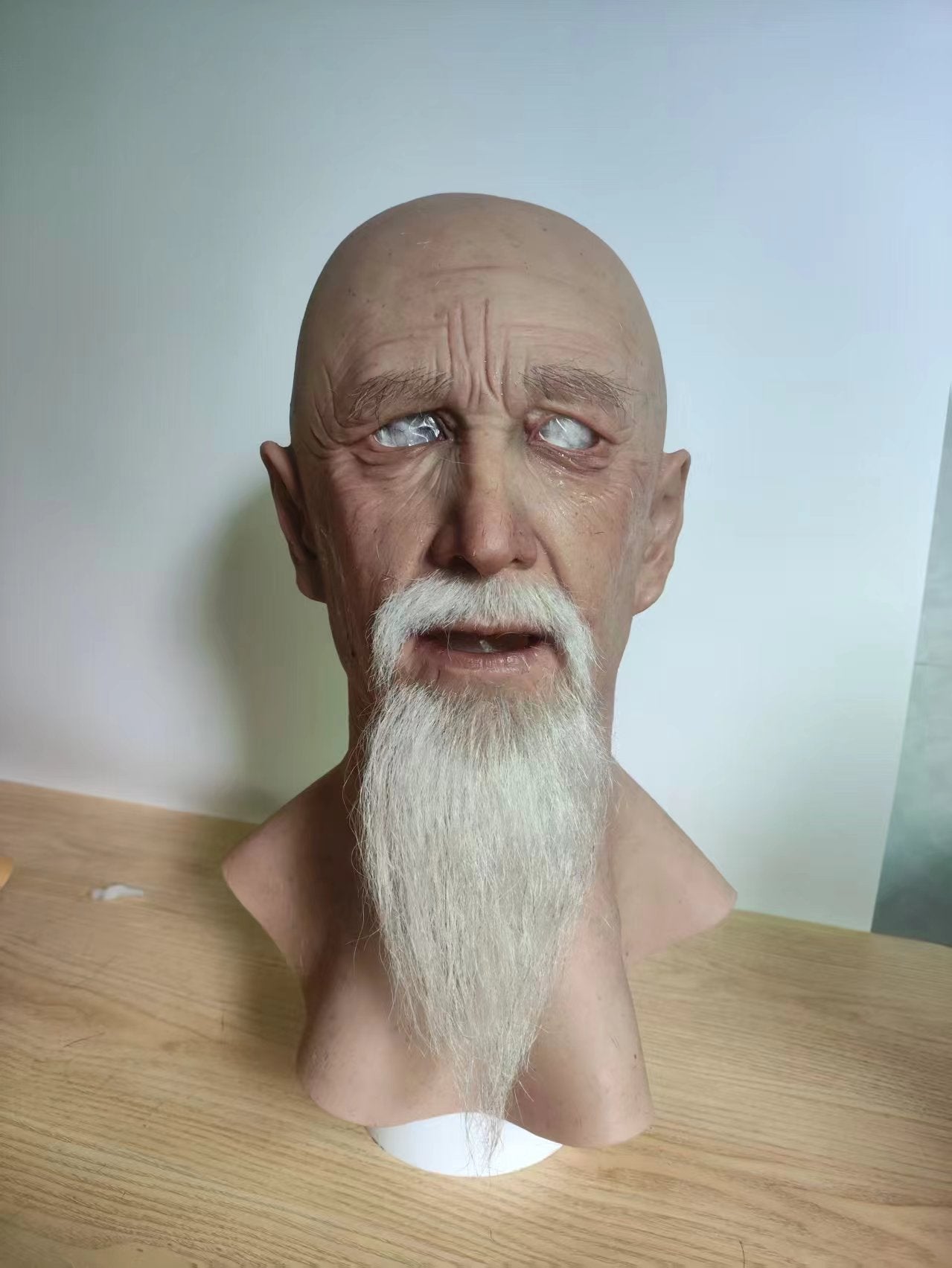 Ultra Realistic Elderly Man Silicone Mask – Full Head Old Person Disguise Mask for Film, Prank & Social Experiment